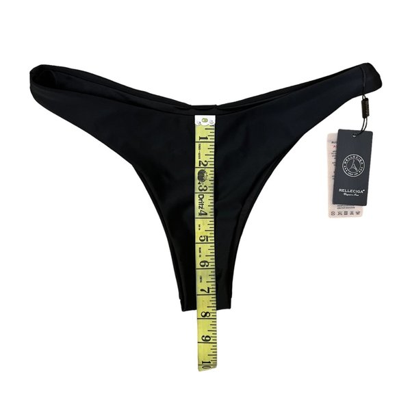 RELLECIGA Black Cheeky Brazilian Cut Bikini Bottom Women's Size S - Picture 5 of 5